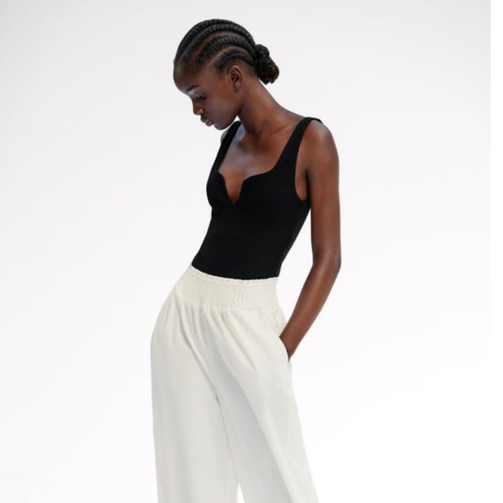 Zara sweetheart neckline black body suit
